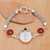Carnelian and amethyst bracelet, 'Prince' - Carnelian Sterling Silver Link Bracelet (image 2) thumbail