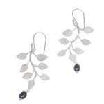 Pearl dangle earrings, 'Black Forest' - Pearl Sterling Silver Dangle Earrings