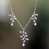 Pearl pendant necklace, 'Cloud Forest' - Sterling Silver and Pearl Necklace