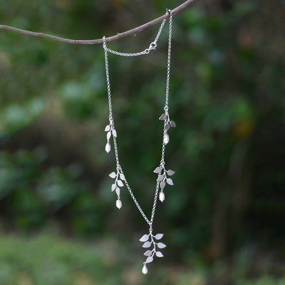 Halskette mit Perlenanhänger - Halskette aus Sterlingsilber und Perlen