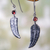 Garnet dangle earrings, 'Light as a Feather' - Animal Themed Garnet Sterling Silver Earrings (image 2c) thumbail
