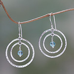 Sterling Silver Dangle Earrings, 'Blue Halo'