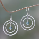 Earrings, 'Blue Halo' - Sterling Silver Dangle Earrings