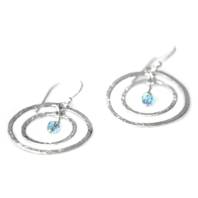 Earrings, 'Blue Halo' - Sterling Silver Dangle Earrings