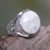 Bone ring, 'Face of the Moon' - Hand Crafted Sterling Silver and Bone Cocktail Ring thumbail