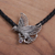 Men's amethyst necklace, 'Hawk' - Men's Sterling Silver and Leather Pendant Necklace (image 2c) thumbail