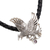 Men's amethyst necklace, 'Hawk' - Men's Sterling Silver and Leather Pendant Necklace (image 2d) thumbail
