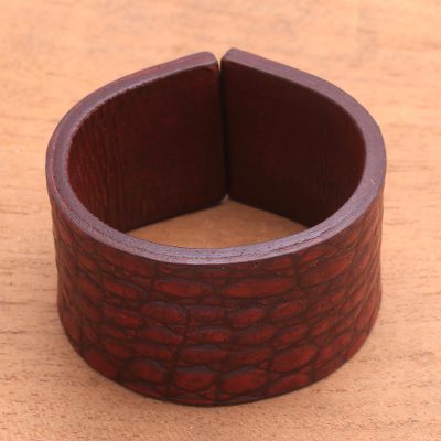Women S Leather Cuff Bracelet Red Lizard Women S Leather Cuff Bracelet Red Lizard