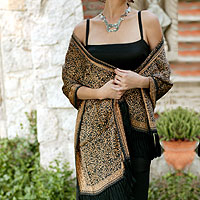 Chal de seda batik, 'Wilderness' - Chal de seda batik hecho a mano