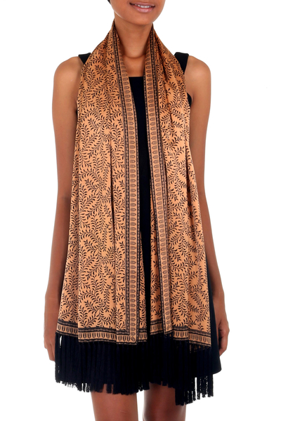 Silk batik shawl, 'Favorite Memories' - Silk batik shawl