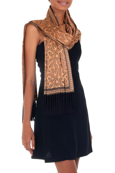Silk batik shawl, 'Favorite Memories' - Silk batik shawl