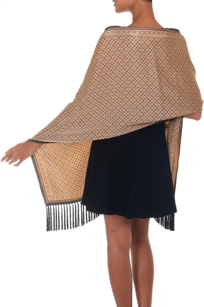 Silk batik shawl, 'World Views' - Indonesian Batik Silk Shawl