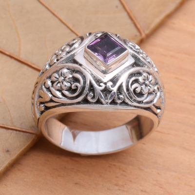 Amethyst domed ring - Bali Treasure | NOVICA