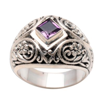 Amethyst domed ring, 'Bali Treasure' - Amethyst domed ring