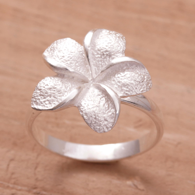 Sterling silver ring, 'Frangipani' - Hand Made Sterling Silver Flower Ring