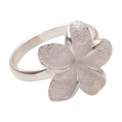 Ring aus Sterlingsilber, „Frangipani“ – handgefertigter Blumenring aus Sterlingsilber