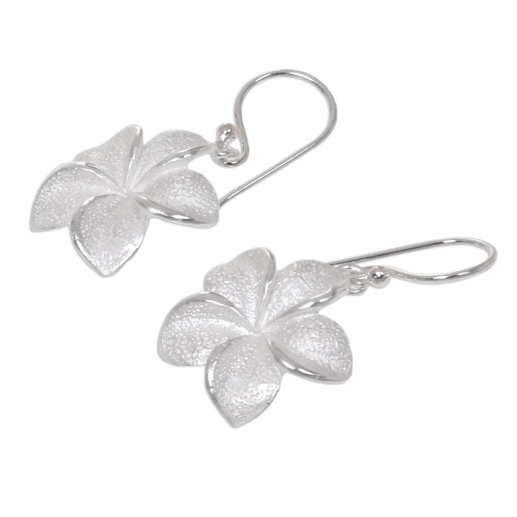 UNICEF Market Floral Sterling Silver Dangle Earrings Frangipani