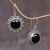Onyx dangle earrings, 'Halo' - Floral Sterling Silver Onyx Dangle Earrings (image 2b) thumbail