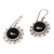 Onyx dangle earrings, 'Halo' - Floral Sterling Silver Onyx Dangle Earrings (image 2c) thumbail