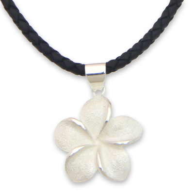 Sterling silver pendant necklace, 'Frangipani' - Hand Crafted Women's Floral Sterling Silver Necklace