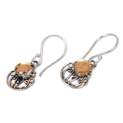 Gold accent dangle earrings, 'Eastern Sun' - Gold Accent Sterling Silver Dangle Earrings