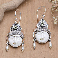 Pearl and peridot dangle earrings, 'Day Dreamers'