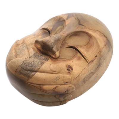 Wood mask, 'Wordless' - Hibiscus Wood Modern Mask