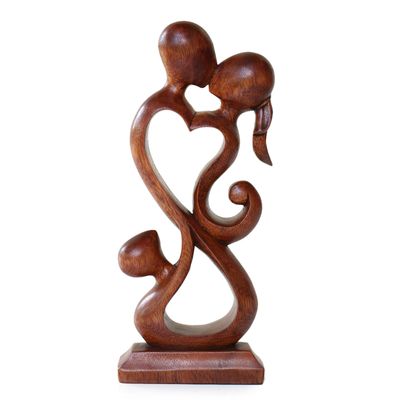 Wood sculpture, 'Family Harmony' - Unique Indonesian Wood Sculpture