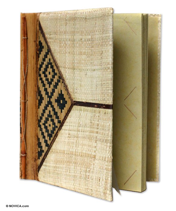Rice straw paper photo album Memory NOVICA