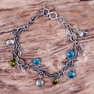 Sterling silver charm bracelet, 'Rainforest' - Sterling Silver Charm Bracelet