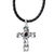 Garnet cross necklace, 'Balinese Cross' - Sterling Silver and Garnet Religious Necklace thumbail