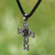 Garnet cross necklace, 'Balinese Cross' - Sterling Silver and Garnet Religious Necklace (image 2b) thumbail