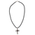 Garnet cross necklace, 'Balinese Cross' - Sterling Silver and Garnet Religious Necklace