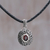 Leather and garnet pendant necklace, 'Wild Beauty' - Unique Garnet and Silver Pendant Necklace (image 2) thumbail