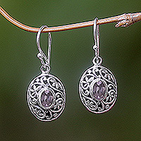 Amethyst dangle earrings, 'Wild Beauty'