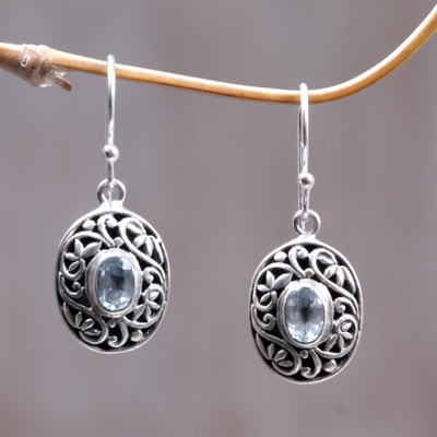 Topaz dangle earrings, 'Blue Beauty' - Blue Topaz Sterling Silver Dangle Earrings