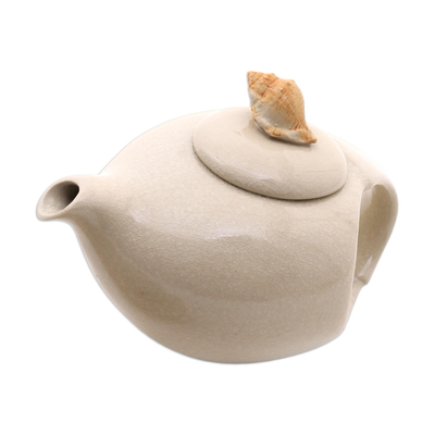 Teekanne aus Keramik - Handgefertigte Teekanne aus weißer Keramik 
