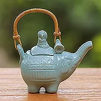 Ceramic teapot, Buddha and the Turquoise Elephant