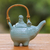 Ceramic teapot, 'Buddha and the Turquoise Elephant' - Handmade Blue Ceramic Teapot  (image 2) thumbail