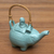 Keramik-Teekanne, „Buddha und der türkisfarbene Elefant“ - Handgefertigte Teekanne aus blauer Keramik 