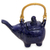 Ceramic teapot, 'Buddha and the Sapphire Elephant' - Handcrafted Ceramic Teapot thumbail