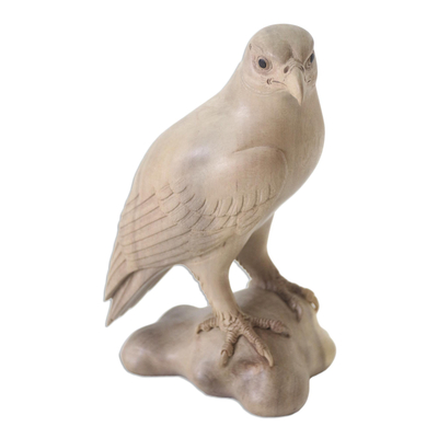 Wood sculpture, 'Eagle Protector' - Wood sculpture