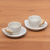 Ceramic teacups and saucers, 'White Beach' (pair) - Handmade Ceramic Teacups and Saucers (Pair)