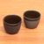 Stoneware ceramic tea cups, 'Original Black' (pair) -  Modern Ceramic Tea Cups (Pair)