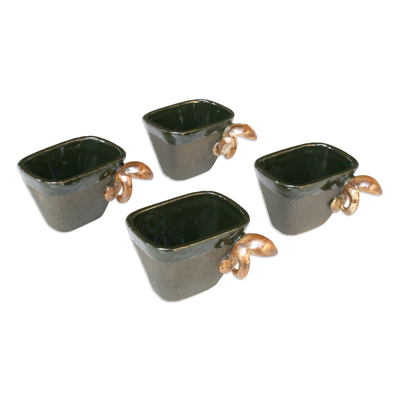 Tazas de té de cerámica de gres, (juego de 4) - Tazas de té de cerámica de gres (juego de 4)