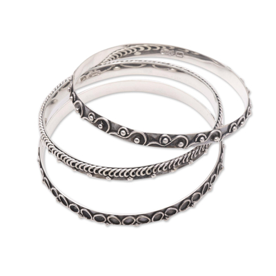Sterling Silver Bangle Bracelets (Set of 3)