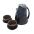 Stoneware ceramic tea set, 'Blue Vortex' - Fair Trade Modern Ceramic Tea Set 