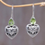Peridot dangle earrings, 'Heart's Desire' - Peridot Sterling Silver Heart Shaped Earrings thumbail