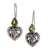Peridot dangle earrings, 'Heart's Desire' - Peridot Sterling Silver Heart Shaped Earrings