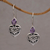 Sterling silver dangle earrings, 'Heart's Desire' - Sterling Silver Amethyst Heart Earrings thumbail